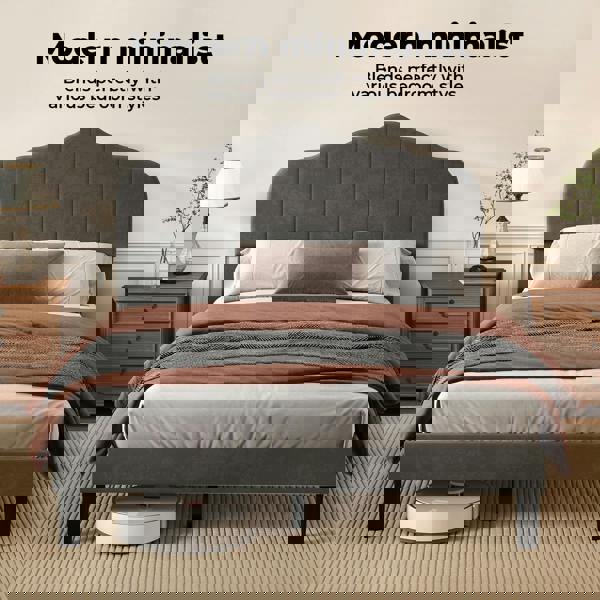 Levede Upholstered Bed Frame Small Double Linen Fabric Modern Platform Base Grey