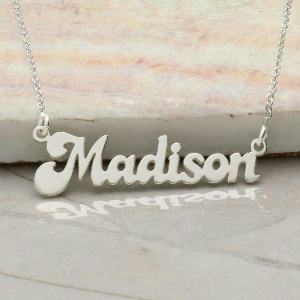Christopher James of London 9ct White Gold Retro 70s Style Personalised Name Necklace