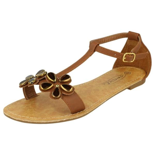 Spot On Ladies Spot On T-Bar Ankle Strap Summer Sandals