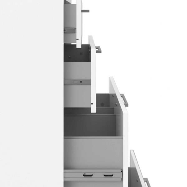 Wyld Haus Dris White Wooden Bookcase 2 Shelves 4 Drawers