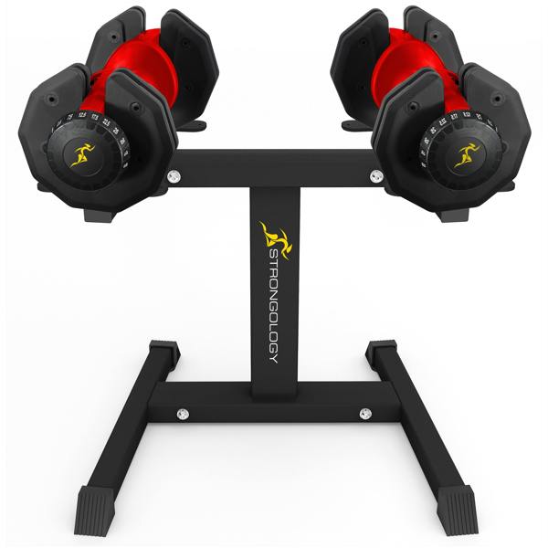 Strongology Homeology Strongology Urban25 Red Adjustable Dumbbell Pair with Free Durable Steel Adjustable Urban25 Dumbbell Floor Stand