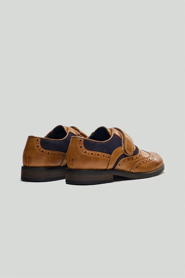 House of Cavani Boys Russel Tan/Navy Shoes