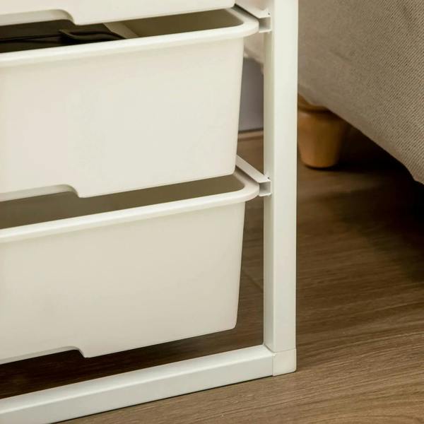 White dresser lower drawer and steel frame side support beam