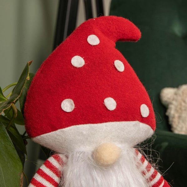Samuel Alexander 28cm Red and White Sitting Christmas Gonk with Mushroom Hat