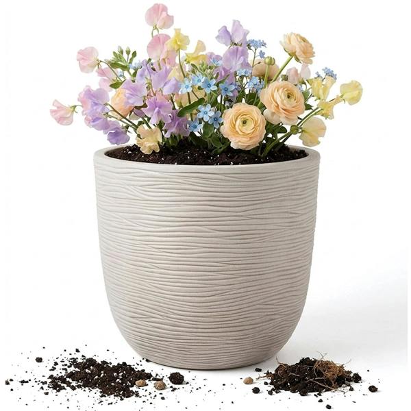 Stone Effect Amalfi Round Flower & Tree Planter (XL) Ideal For Home, Balconies, Gardens, Greenhouses & Patios
