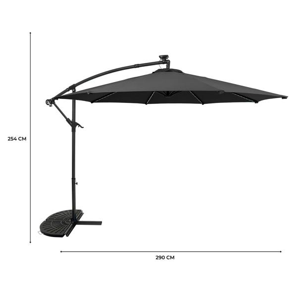 Jardi LED Cantilever Parasol 3m With Half Fan Base – Grey