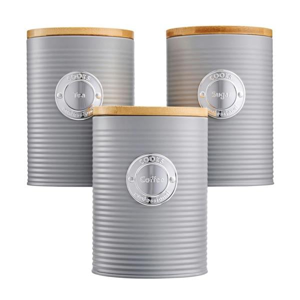Cooks Professional 5 Piece Kitchen Storage Set with Bamboo Lids | Grey / Silver