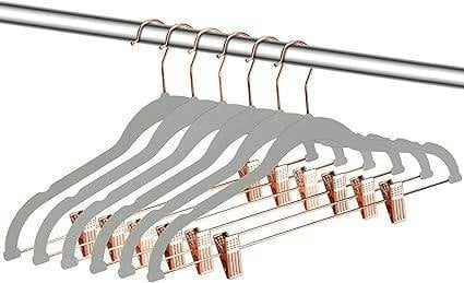 HYGRAD BUILT TO SURVIVE Pack of 12 Velvet Trousers Hangers Velvet Coat Hangers With Clips Velvet Hangers Wardrobe Clip Hangers Space Saving Hangers