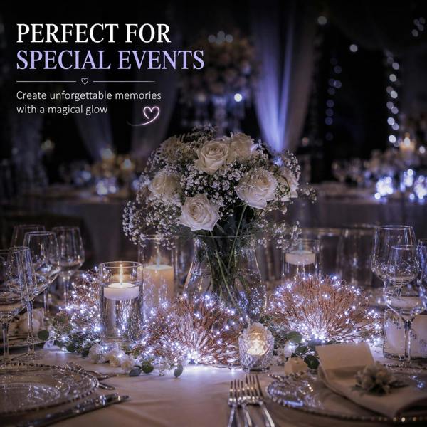 2m 20 LED Battery Operated String Lights, Gold Copper Wire, White Sparkle Effect, 2 Pack image 7