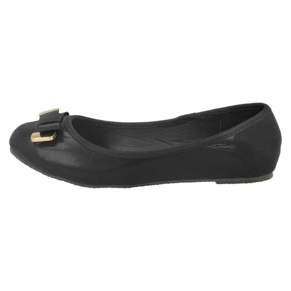 Spot On Ladies Spot On Ribbon Bow Vamp Ballerinas