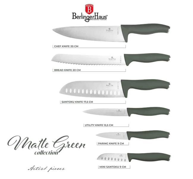 Knife Set 6 pcs – Berlinger Haus BH3138 | Matt Green