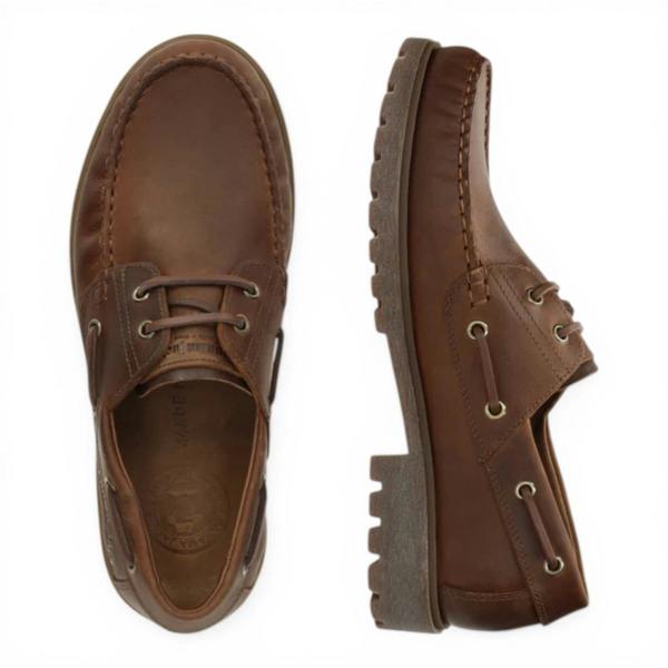 Panama Jack Boat C5 Men's Waterproof Bark Brown Leather Lace-Up Low-Cut Ankle Boots -