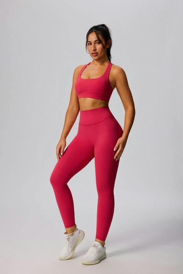 Anniou High Waist Sports Leggings - pink