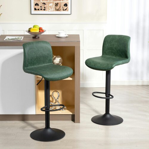 HOMCOM Barstools Set of 2, Dining Stools with Backrest and Footrest, Brown