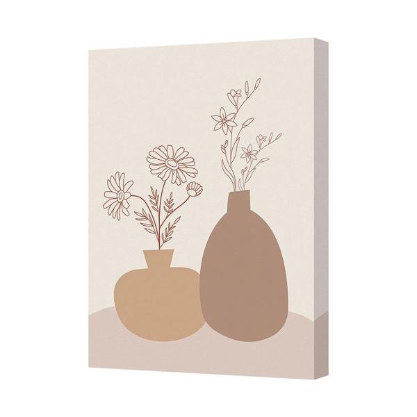 Benjamin Tate Design Neutral Floral Canvas Art Print With Vase Design And Deep Frame