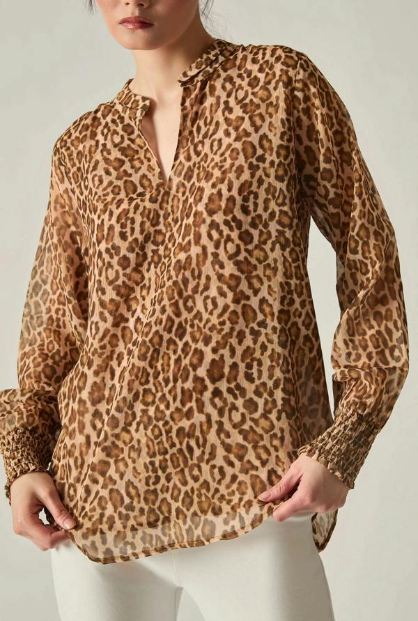 James Lakeland Camel Leopard Print Blouse
