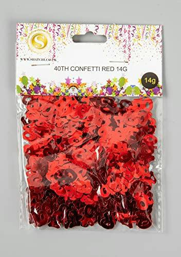 Red 40th Birthday Table Confetti, 14g Pack of Foil Metallic Number Cut-Outs image 7