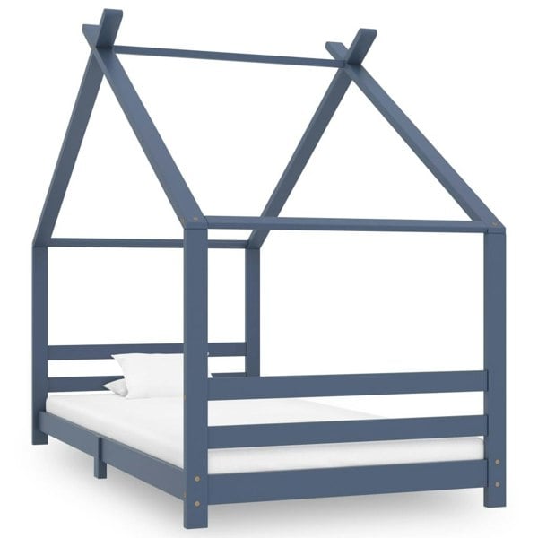 Berkfield Kids Bed Frame Grey Solid Pine Wood 90x200 cm