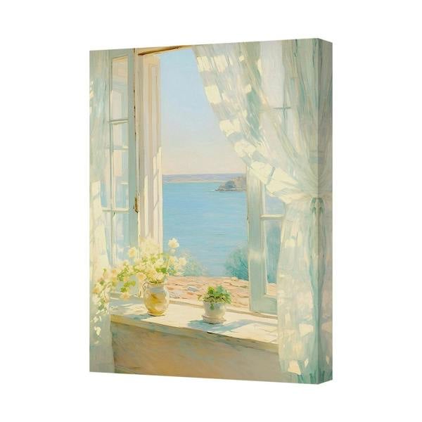 Benjamin Tate Design Seaside Window View Canvas Art Print Coastal Home Decor