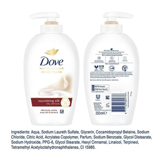 Dove Moisturising Hand Wash, Nourishing Silk for Silky & Soft Hands, 3x250ml