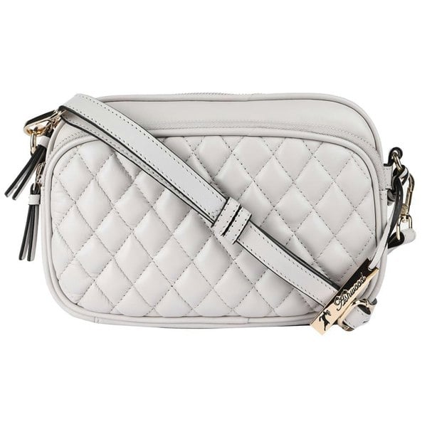 'Bellezza Romana' Real Leather Twin Zip Quilted Crossbody Bag: 63624