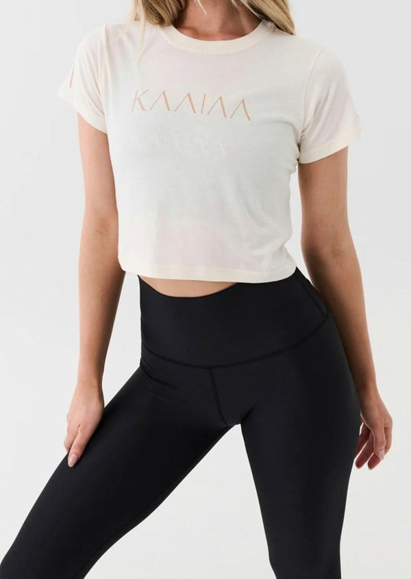 P.E Nation PE Nation Womens Kaaiaa X P.E Nation Organic Cotton Crop Tee in Cream