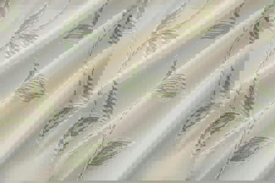 Luxury Living Leaf Embroidered Tulle Voile Curtains Pencil Pleat