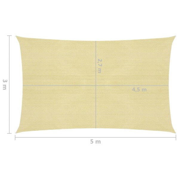 Berkfield Sunshade Sail 160 g/m�__ Beige 3x5 m HDPE