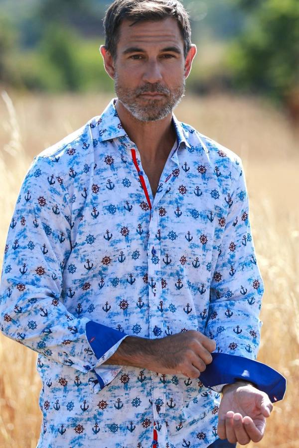 NAUTICAL TENCEL PRINT SHIRT - Claudio Lugli Shirts