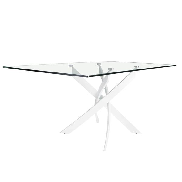 Angel Cerdá Rectangular tempered glass and white steel dining table 1138