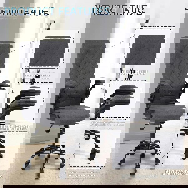 Furniture One Home Office Chair Ergonomic Chair with Flip-Up Armrest