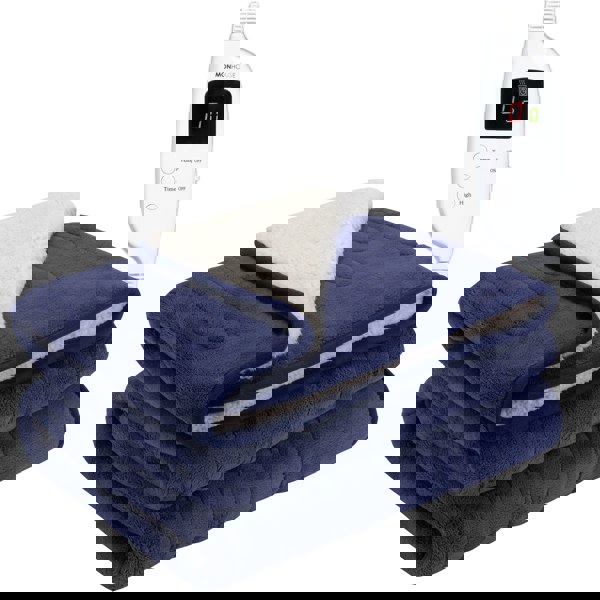 MONHOUSE Heated Electric Throw 9H Timer 9 Heat Setting Shearling Fleece Blanket