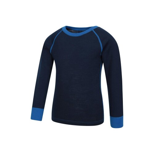 Mountain Warehouse Childrens/Kids Merino II Round Neck Base Layer Top - Blue - Blue - 70% Polyester/30% Cotton