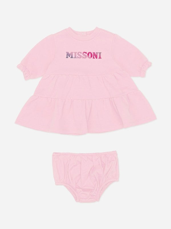 Missoni Baby Girls Jersey Dress With Knickers in Pink