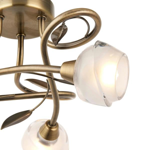 Pagazzi Lighting Maywood 3 Light Semi Flush Ceiling Light Antique Brass