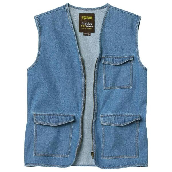 Atlas For Men Mens Plain Denim Gilet - Blue