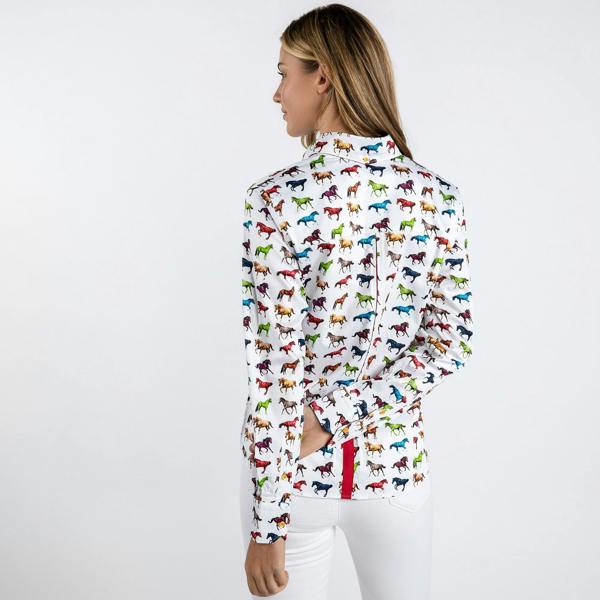 MULTI COLOURED GALLOPING HORSES WOMENS  PRINT SHIRT - Premium Men's Patterned Shirt by Claudio Lugli | Bold Design, Tailored Fit, Best Printed Shirts