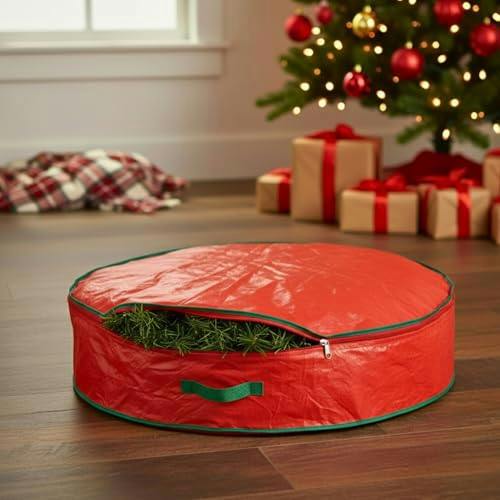 Shatchi Size options Christmas Wreath and Garland Storage Bag, Heavy-Duty Polypropylene with Carry Handles