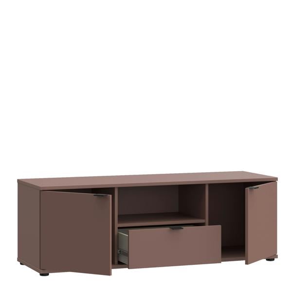 Furniture To Go Ganymede Wide TV Unit with Open Shelf, Drawer & 2 Doors in Terracotta