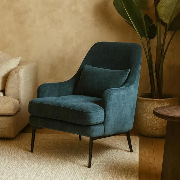 Wyld Haus Camden Wingback Blue Upholstered Accent Armchair