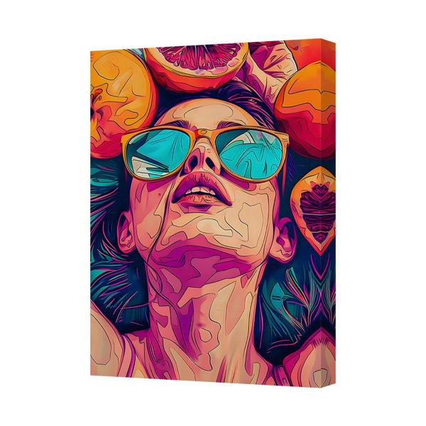 Benjamin Tate Design Vibrant Contemporary Canvas Art Print Portrait With Sunglasses Made In UK