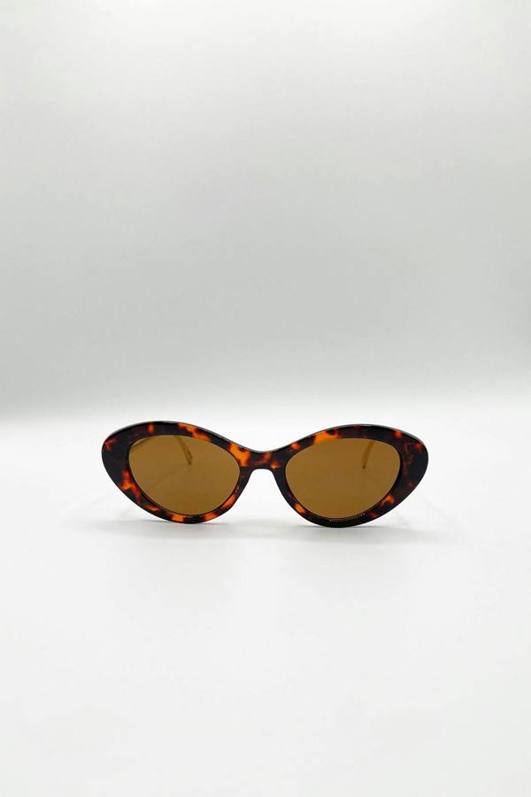 SVNX Cat Eye Metal Side Detail Sunglasses In Tortoiseshell