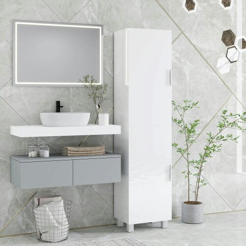 Wyld Haus Valatti Freestanding Tall Bathroom Storage Cabinet With Adjustable Shelves And Double Doors