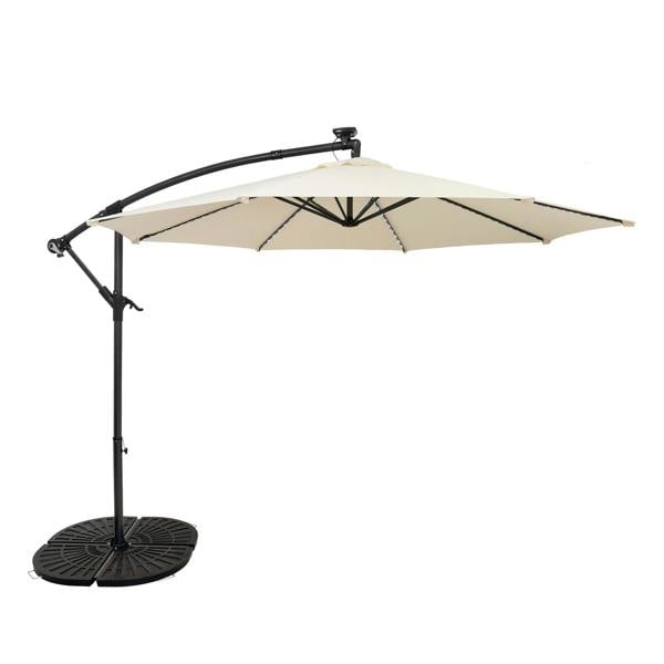 Monstershop LED Cantilever Parasol 3m With Full Fan Base – Cream