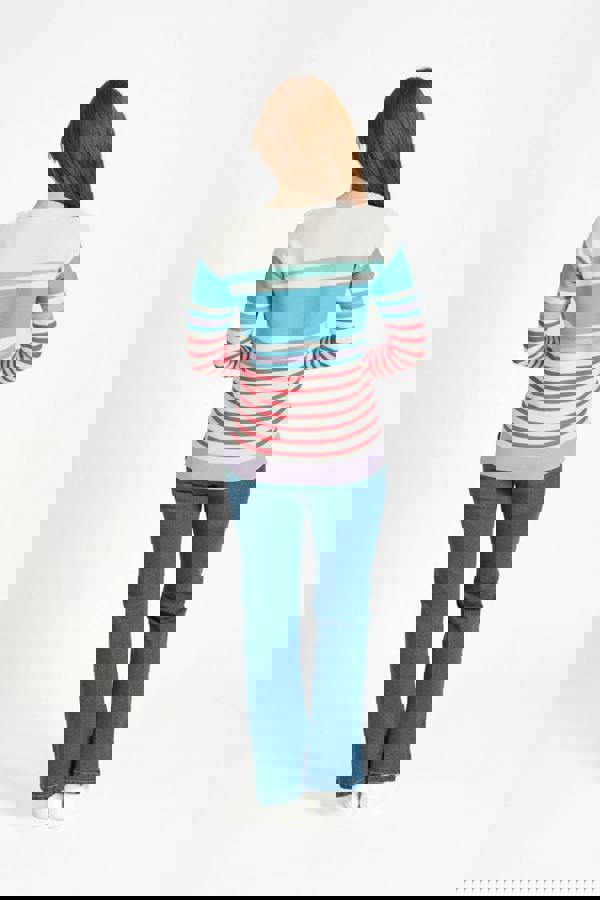 Mudflower Ottoman Multi-Stripe Pattern Knit Jumper