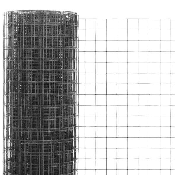 Berkfield Chicken Wire Fence Steel with PVC Coating 10x0.5 m Grey