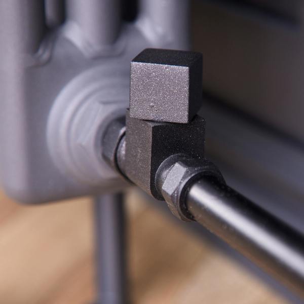 Flode Straight Square Manual Radiator Valve Pack | 15mm x 1/2″ | Anthracite