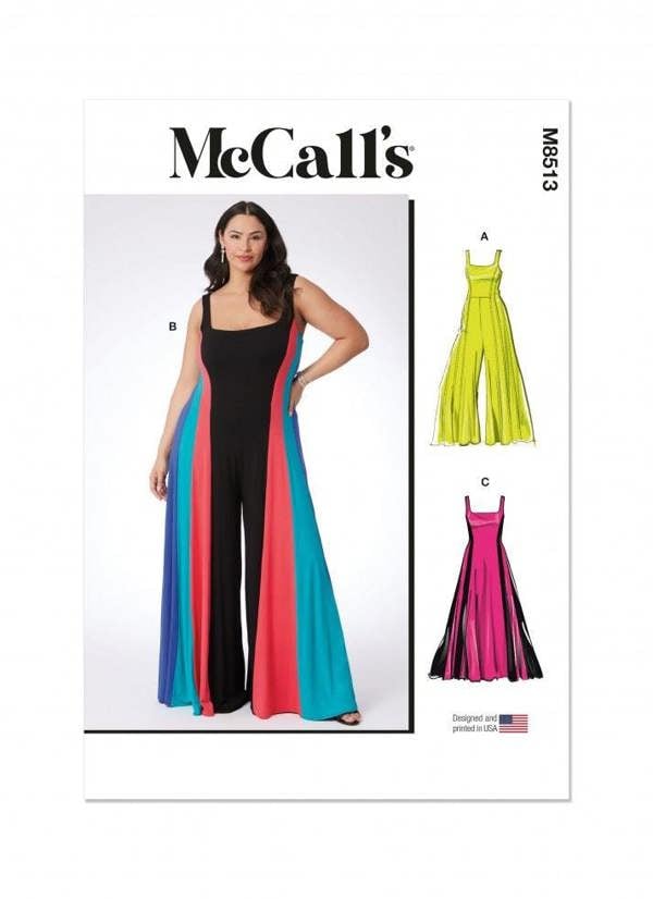 McCalls 8513 Paper Sewing Pattern – Women's Jumpsuit & Dress, Intermediate