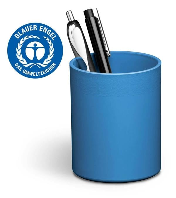 Durable ECO Plastic Pen Pot Pencil Holder Desk Tidy Organiser | 6 Pack | Blue