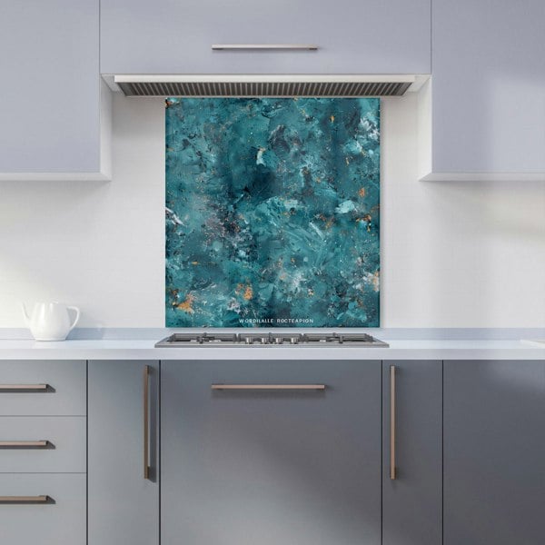 Warren Reed - Designer Polished Teal Quartz Effect Kitchen Splashback